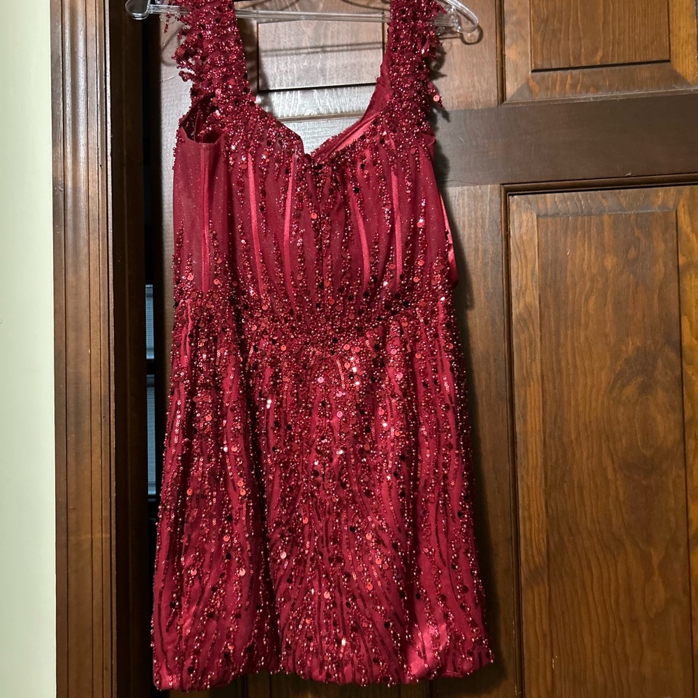 Elegant Red Sequin Homecoming Dress